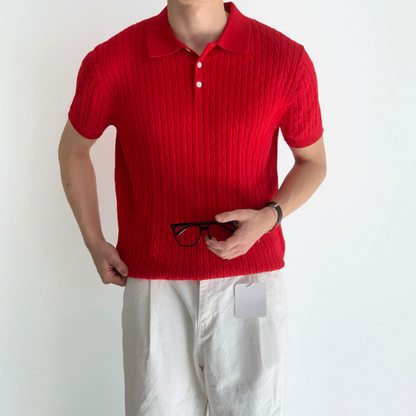 Cable Knit Polo Shirt