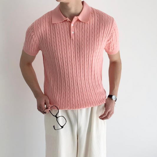 Cable Knit Polo Shirt