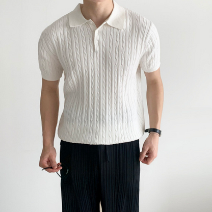 Cable Knit Polo Shirt