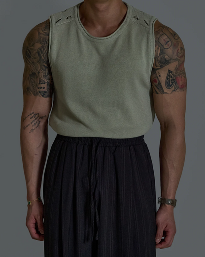 Damage Shoulder Summer Knit Tank