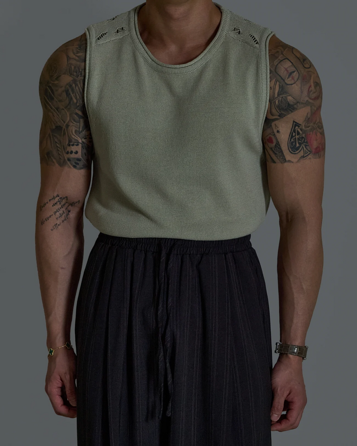 Damage Shoulder Summer Knit Tank