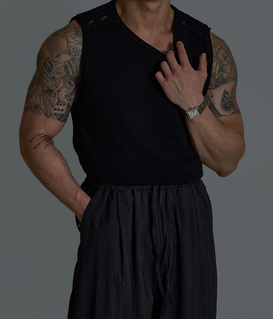 Damage Shoulder Summer Knit Tank