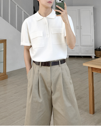 Double Pocket Knit Polo