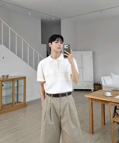 Double Pocket Knit Polo