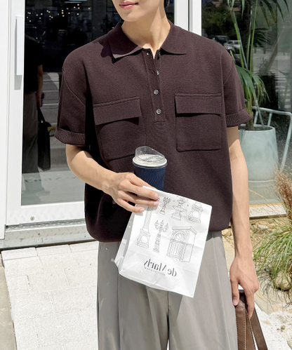 Double Pocket Knit Polo
