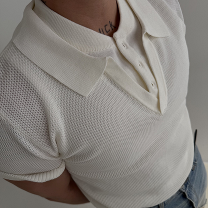 Open Collar Knit Polo