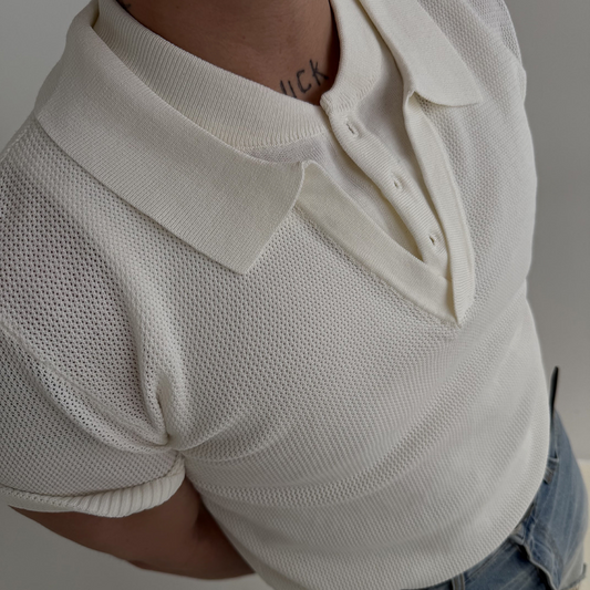 Open Collar Knit Polo