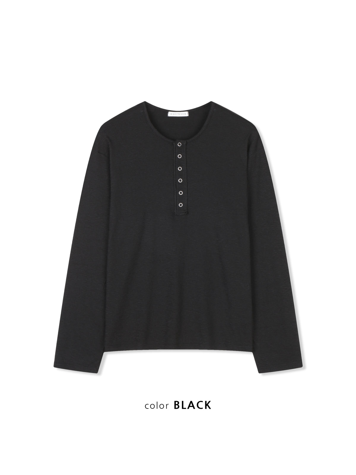Slub Henley Neck Long Sleeve Tee