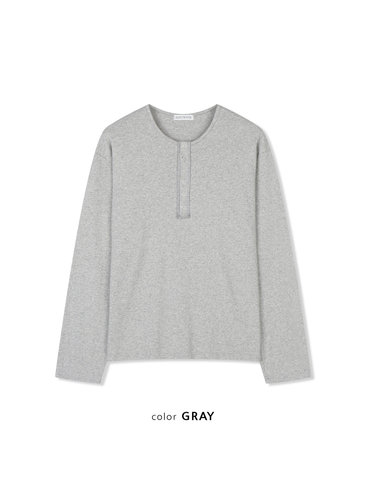 Slub Henley Neck Long Sleeve Tee