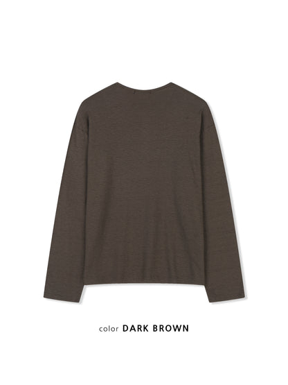 Slub Henley Neck Long Sleeve Tee