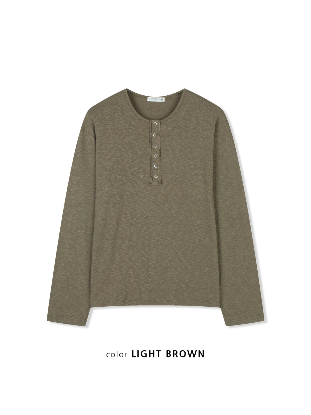 Slub Henley Neck Long Sleeve Tee