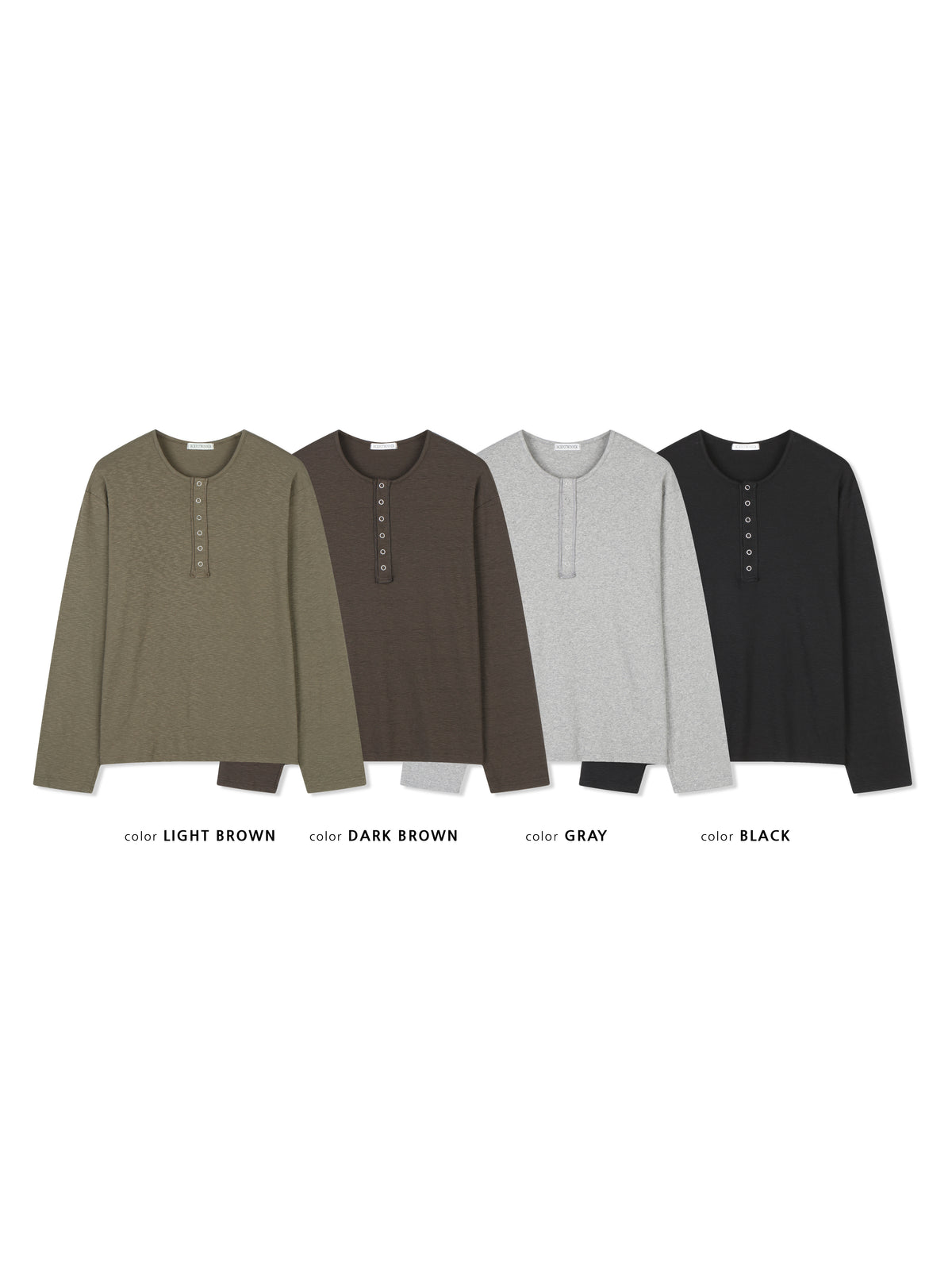 Slub Henley Neck Long Sleeve Tee