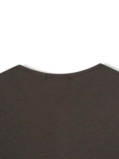 Slub Henley Neck Long Sleeve Tee