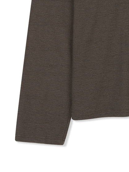 Slub Henley Neck Long Sleeve Tee