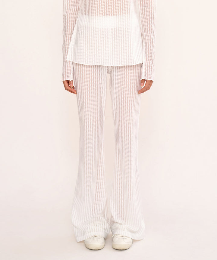 See-through Bootcut Leggings - White