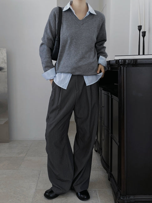 Pinstripe Wide Slacks