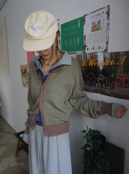 Contrast Line Knit Cardigan