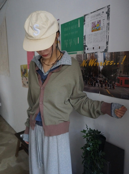 Contrast Line Knit Cardigan
