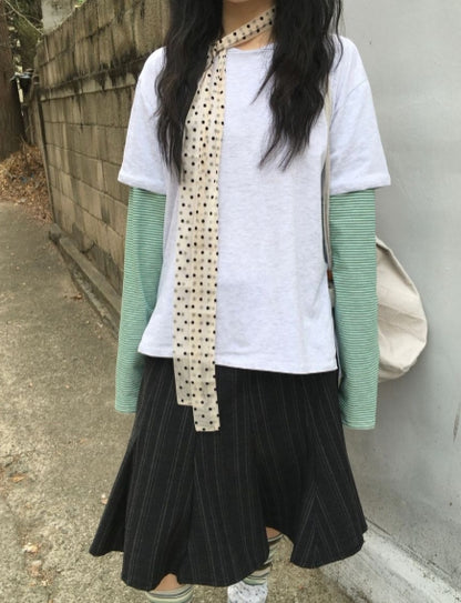 Layered Stripe Sleeve Tee