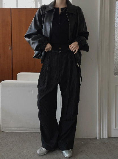 Pinstripe Wide Slacks