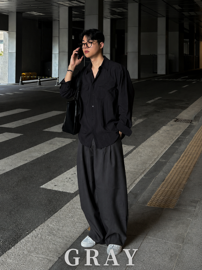 Luen Stripe Wide Trousers