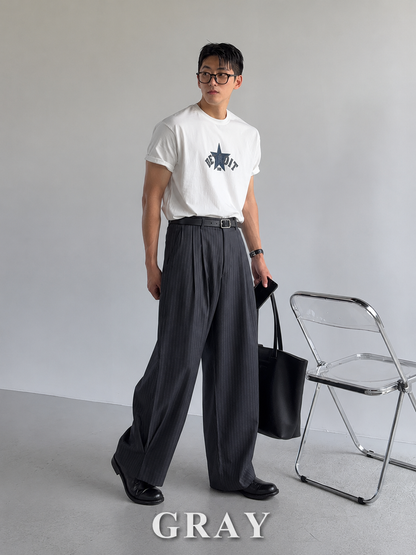 Luen Stripe Wide Trousers
