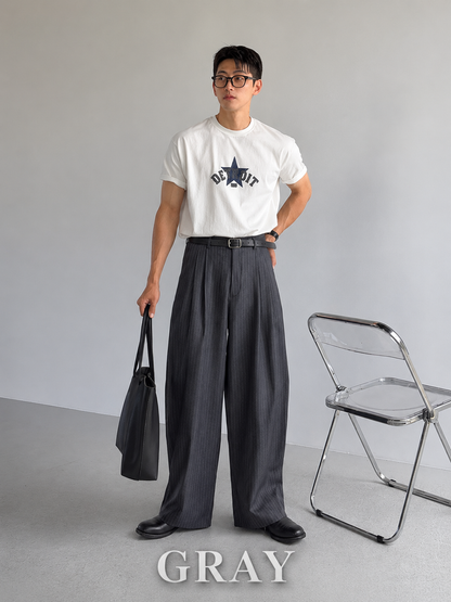 Luen Stripe Wide Trousers