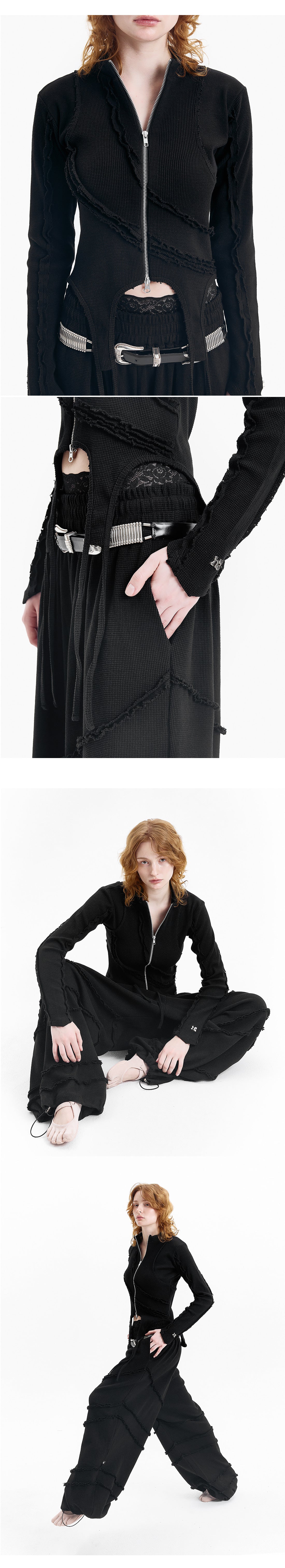 Open Deckie Waffle Zip-Up
