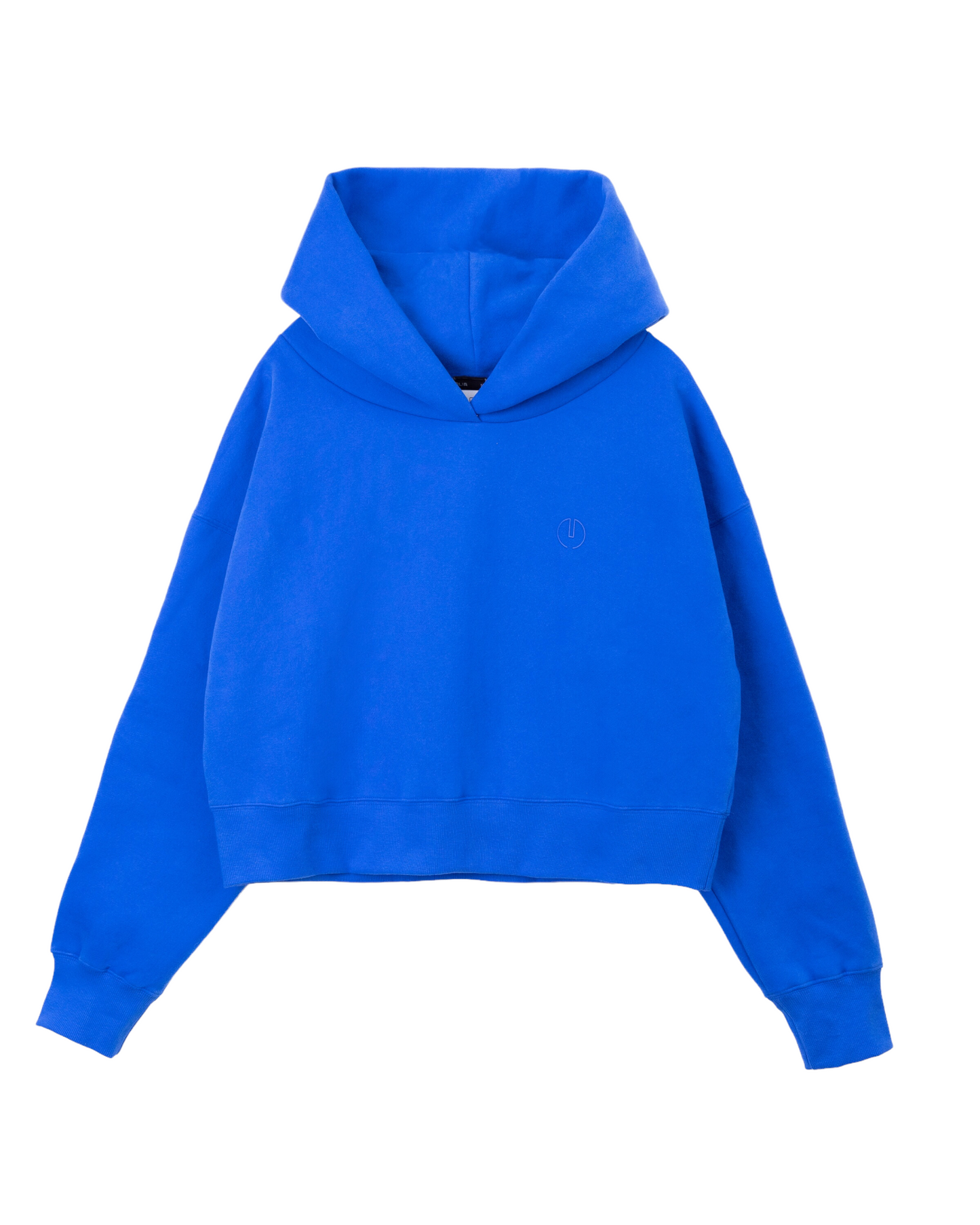 Emboss Cropped Hoodie-BLUE 