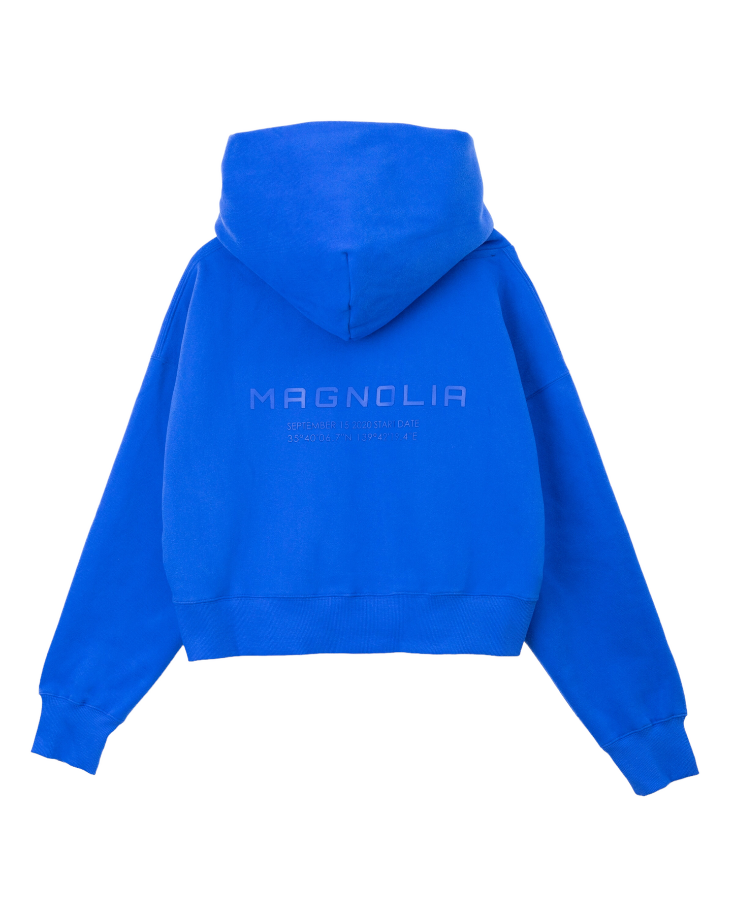 Emboss Cropped Hoodie-BLUE 