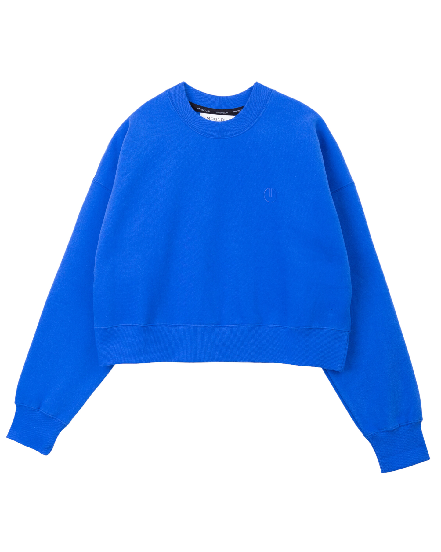 Emboss Cropped Sweat-BLUE