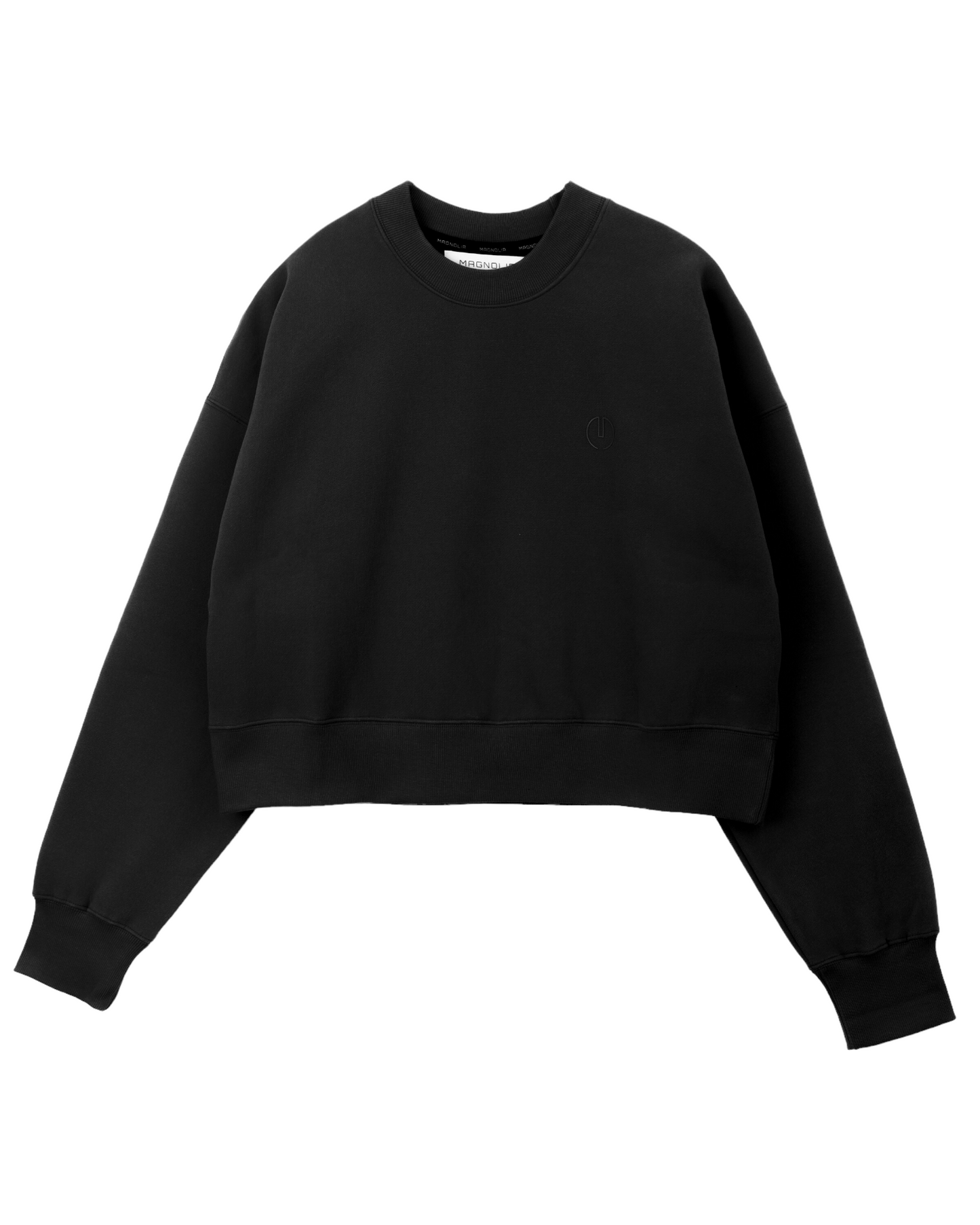 Emboss Cropped Sweat-BLACK