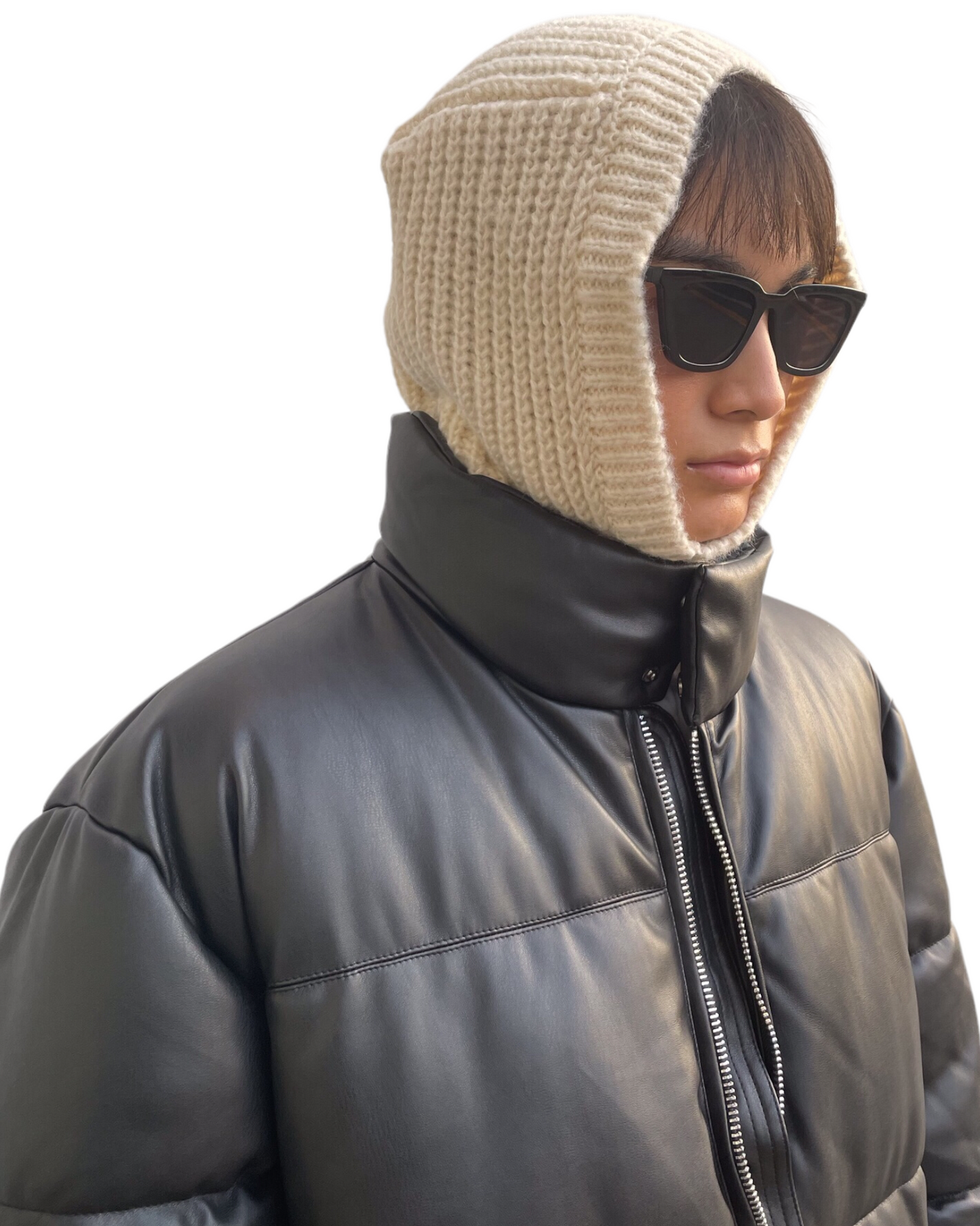 【即納】Knit Balaclava Hoodie-WHITE