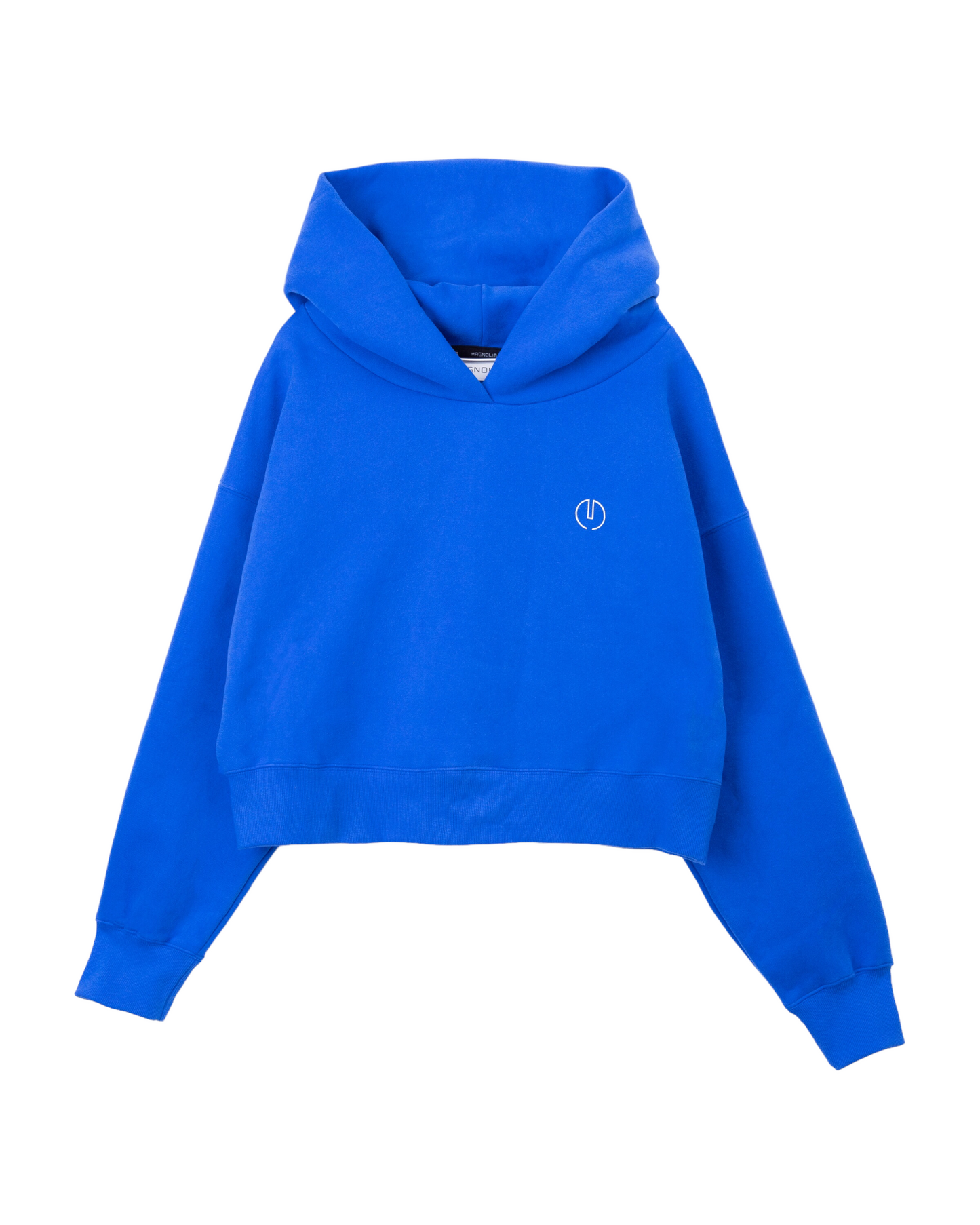 Print Cropped Hoodie-BLUE