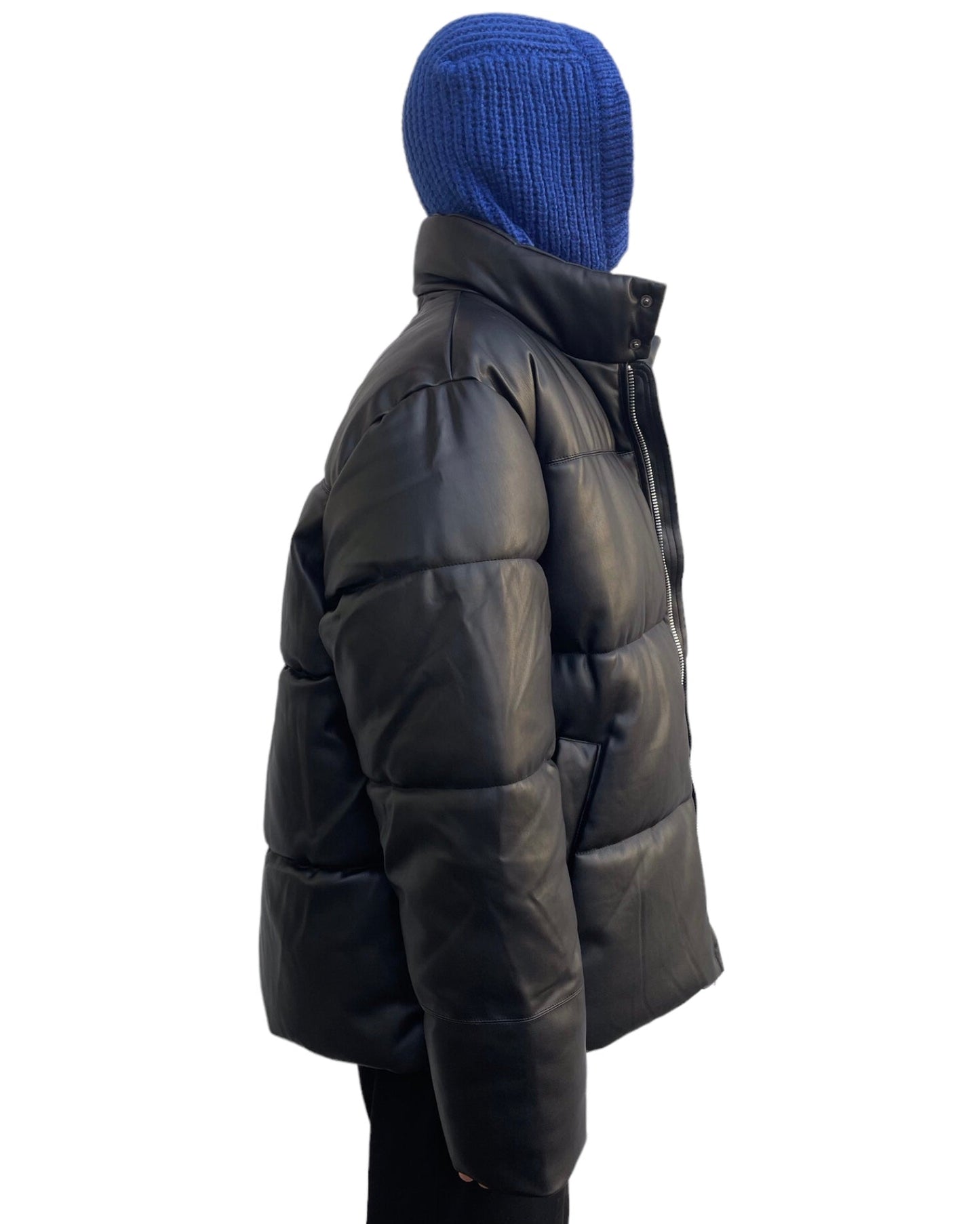 Knit Balaclava Hoodie-BLUE