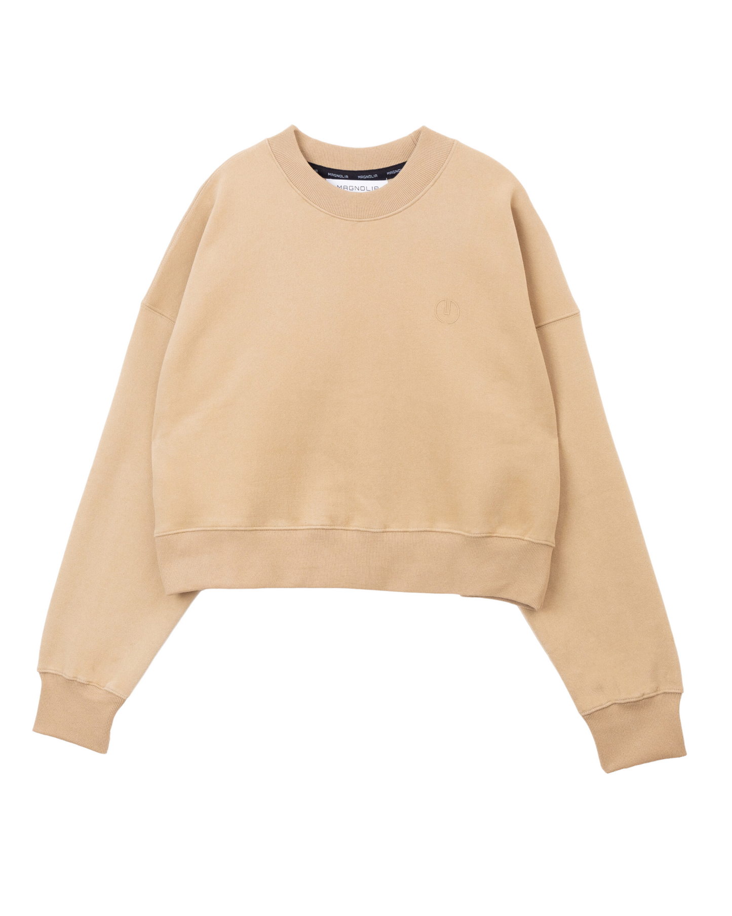 Emboss Cropped Sweat-BEIGE 