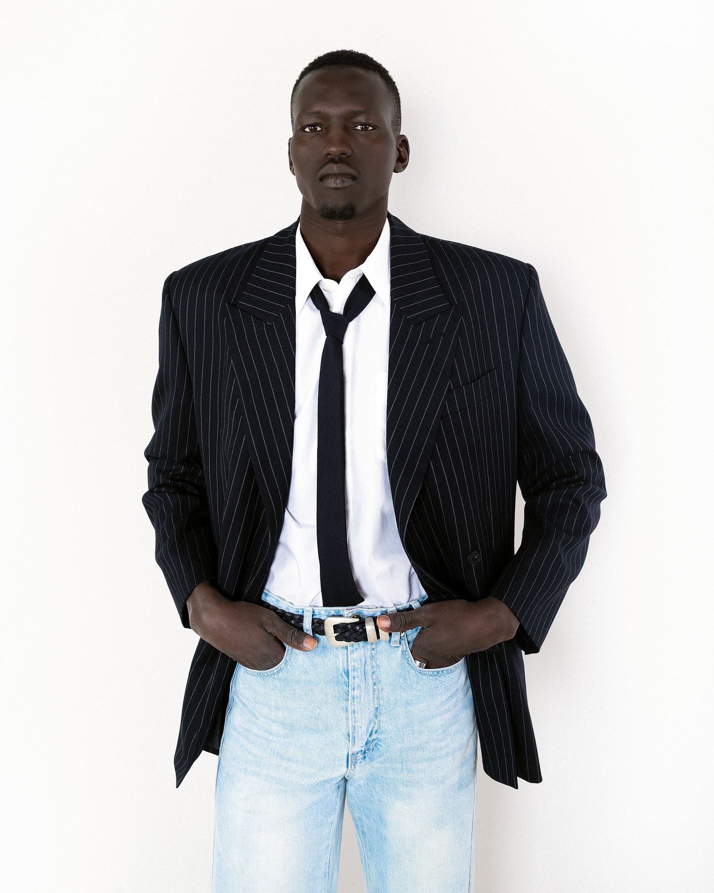 【REVURA レビュ―ラ】SERGE WOOL DOUBLE BREASTED JACKET - BLACK STRIPE