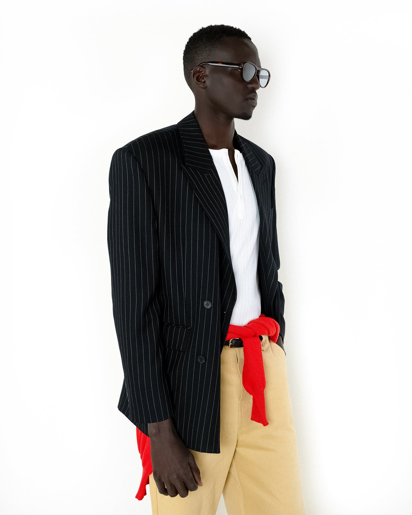 【REVURA レビュ―ラ】SERGE WOOL DOUBLE BREASTED JACKET - BLACK STRIPE