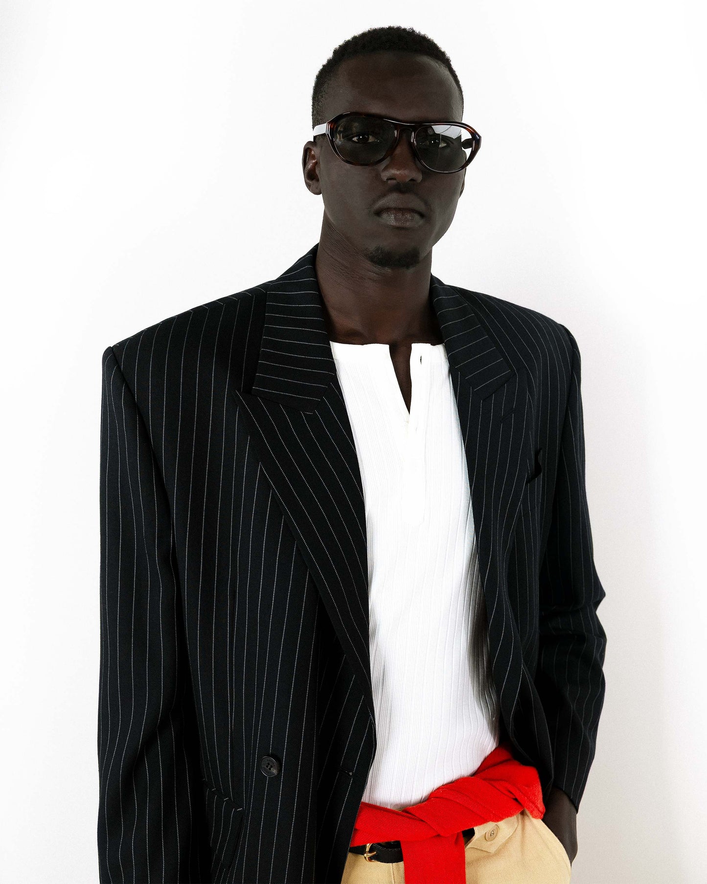 【REVURA レビュ―ラ】SERGE WOOL DOUBLE BREASTED JACKET - BLACK STRIPE