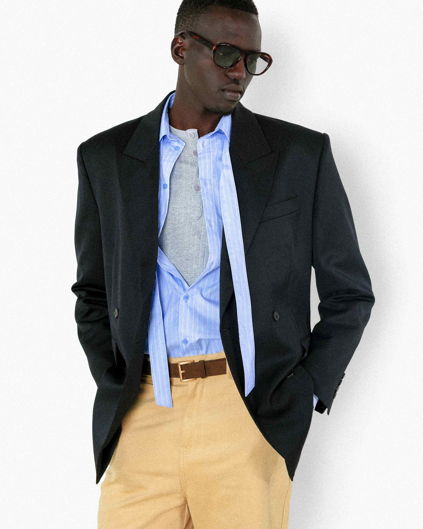 【REVURA レビュ―ラ】SERGE WOOL DOUBLE BREASTED JACKET - BLACK