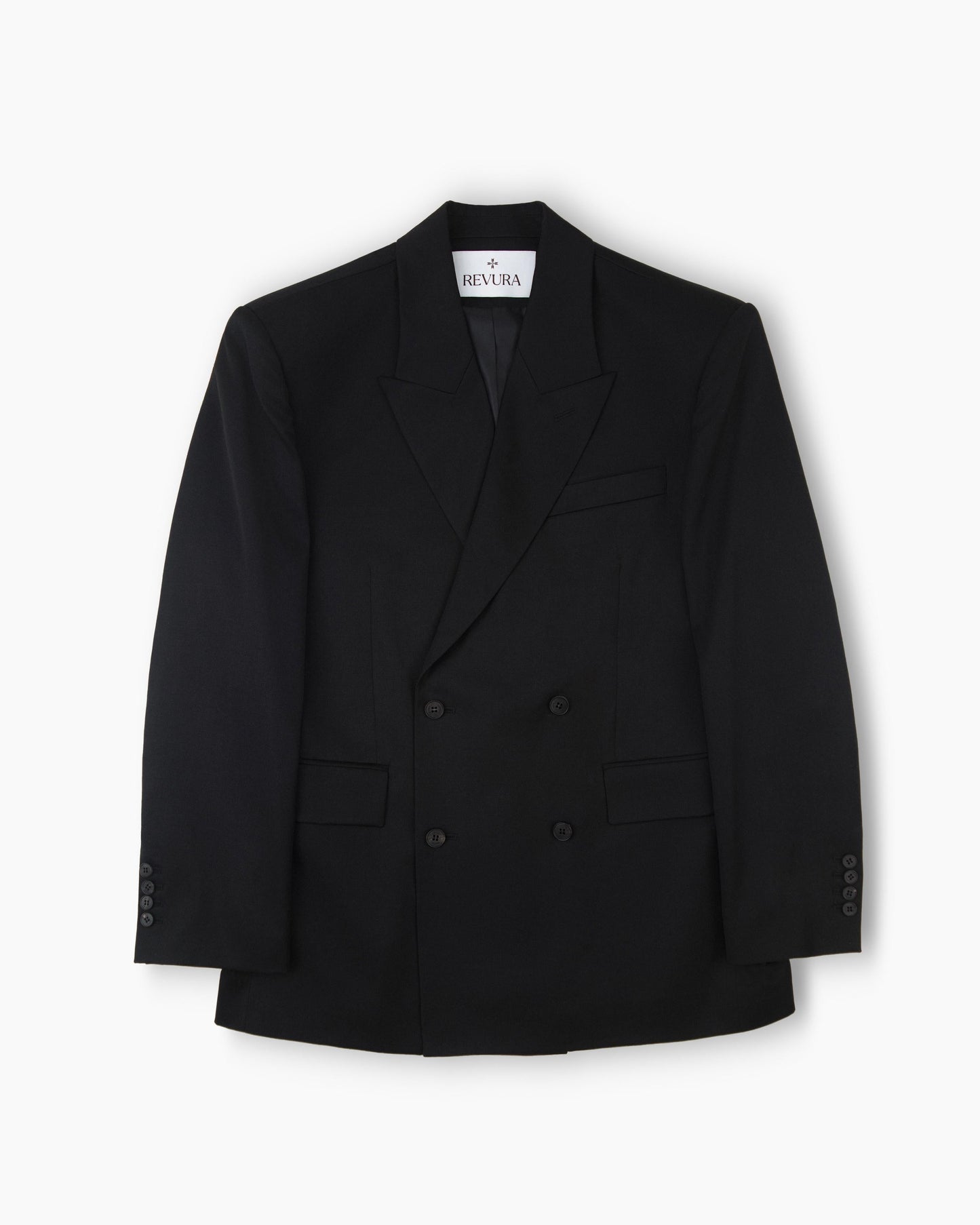 【REVURA レビュ―ラ】SERGE WOOL DOUBLE BREASTED JACKET - BLACK