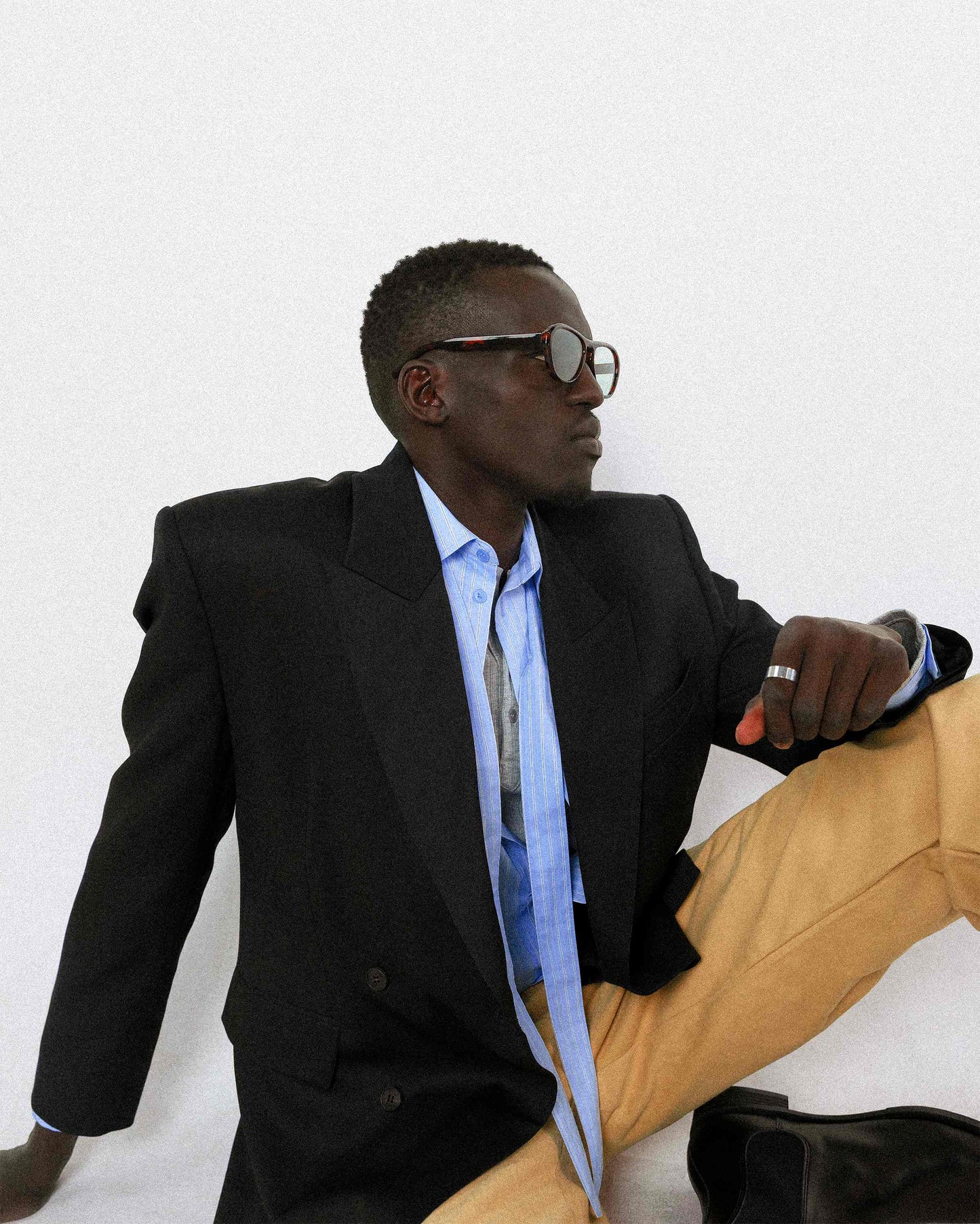 【REVURA レビュ―ラ】SERGE WOOL DOUBLE BREASTED JACKET - BLACK