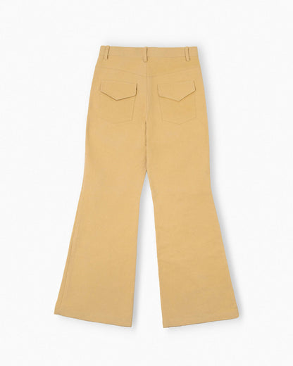 REVURA DROIT FLARED BELL BOTTOM CHINO PANTS - BEIGE