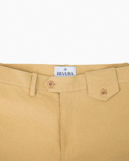 REVURA DROIT FLARED BELL BOTTOM CHINO PANTS - BEIGE