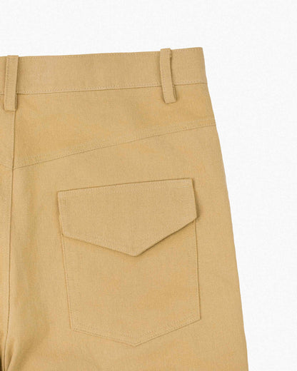 REVURA DROIT FLARED BELL BOTTOM CHINO PANTS - BEIGE