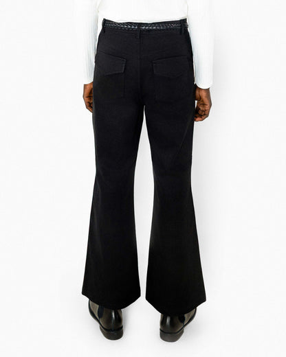 REVURA DROIT FLARED BELL BOTTOM CHINO PANTS - BLACK