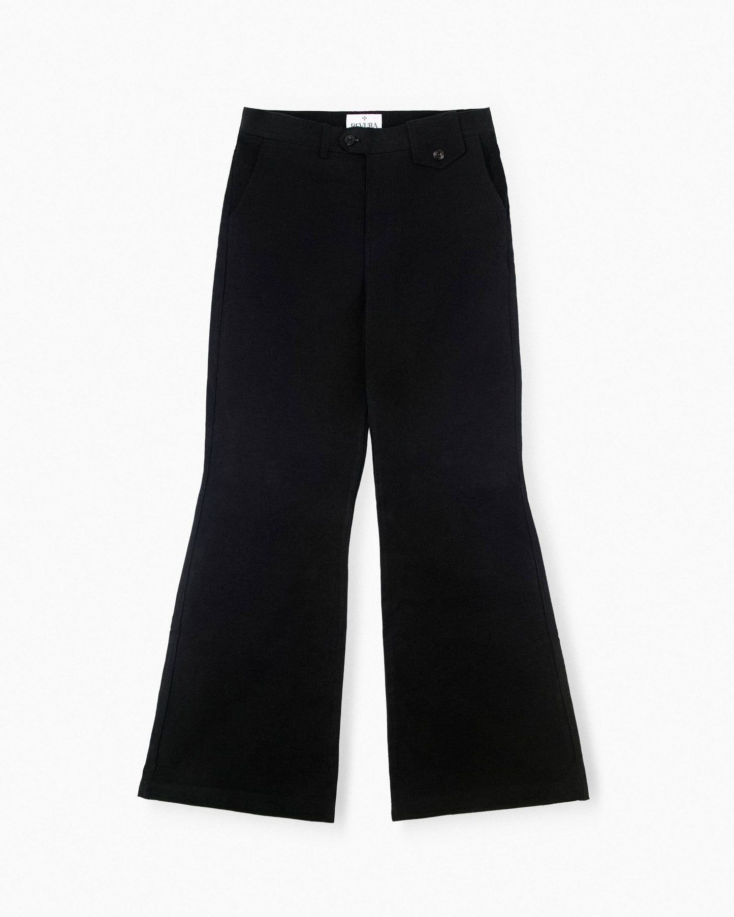 【REVURA レビュ―ラ】DROIT FLARED BELL BOTTOM CHINO PANTS - BLACK