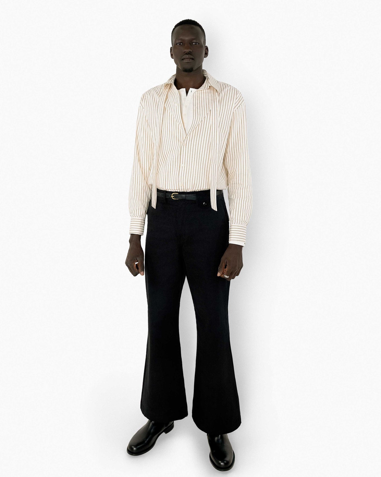 【REVURA レビュ―ラ】DROIT FLARED BELL BOTTOM CHINO PANTS - BLACK