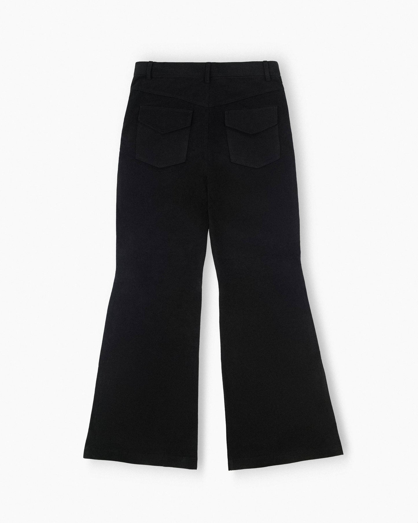 【REVURA レビュ―ラ】DROIT FLARED BELL BOTTOM CHINO PANTS - BLACK