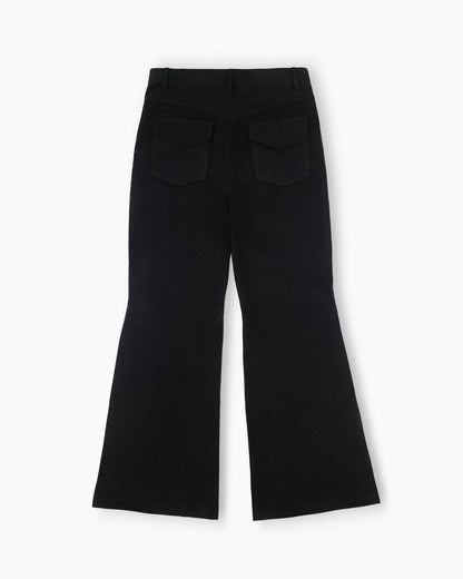 REVURA DROIT FLARED BELL BOTTOM CHINO PANTS - BLACK